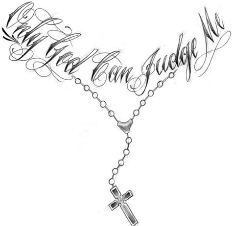 Only God Can Judge Me Rosary Necklace Tattoo Design