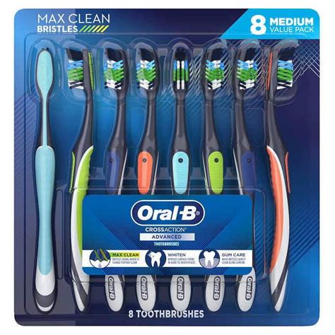 Oral B Crossaction Advanced Toothbrushes 8 Pack Medium Walmart Com