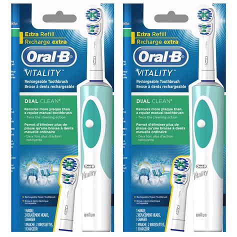 Oral B Vitality Dual Clean Electric Rechargeable Toothbrush 2 Pack Walmart Com Walmart Com