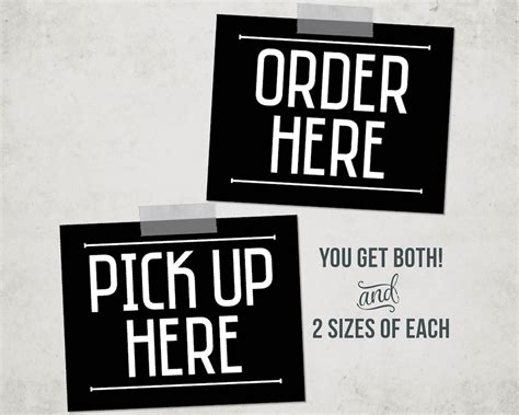 Order Here And Pick Up Here Printable Instant Download Digital Jpeg File Modern Restaurant Order Sign Restaurant Display Signs Etsy