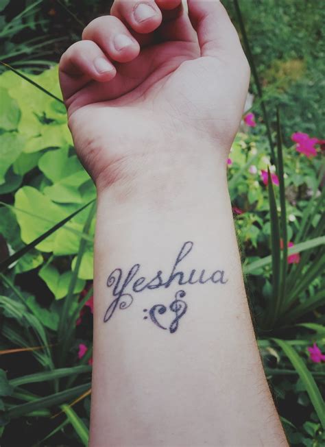 Original Yeshua Jesus Tattoo With Music Note In A Heart Shape Jesus