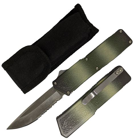 Out The Front Automatic Knife Lightning Otf Serrated Silver