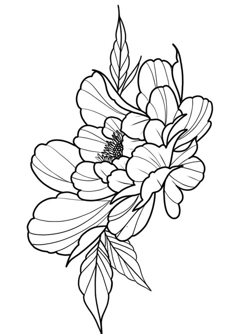 Peony Tattoo Design Ideas and Outline Inspiration