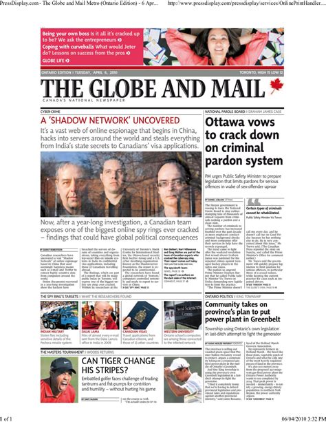 Page Of The Globe And Mail Curve Communications