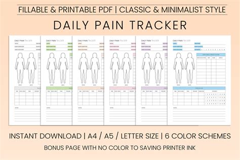 Pain Log Book Chronic Pain Diary Chronic Pain Symptom Tracker