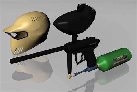 Paintball Gun And Helmet Models Fbx Format 3D Sports Modelsposer World Digital Content Store For