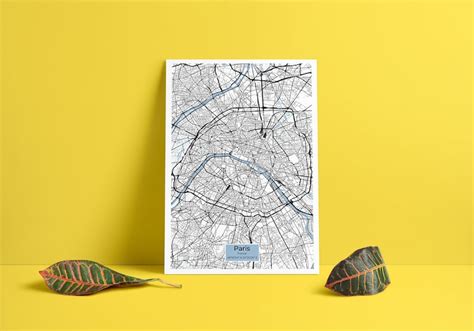 Paris City Map A2 Size Poster Paris Map Print Poster Canvas France Map