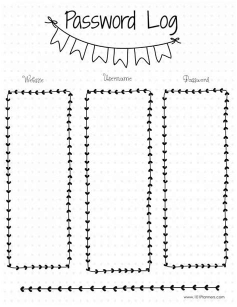 Password Log Bullet Journal Printables Bullet Journal App Bullet Journal Student