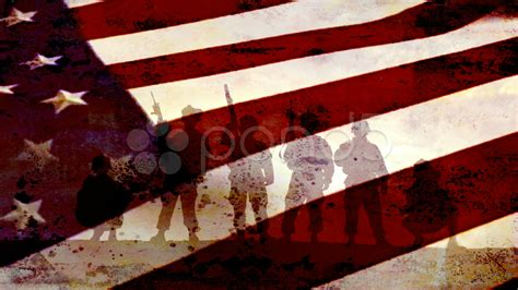 Patriotic Soldiers In Front Of Us Flag 1920X1080 Hi Res 4211421