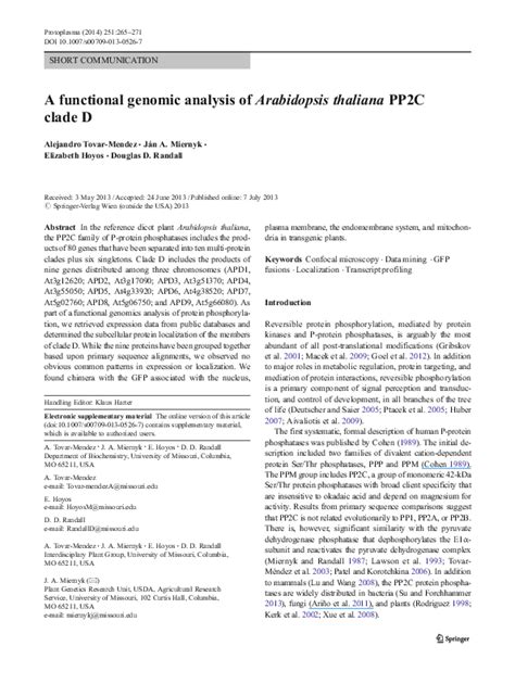 Pdf A Functional Genomic Analysis Of Arabidopsis Thaliana Pp2c Clade D