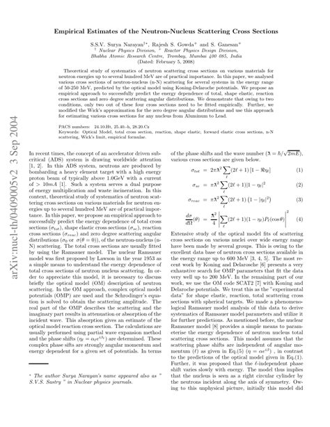 Pdf Empirical Estimates Of The Neutron Nucleus Scattering Cross Sections