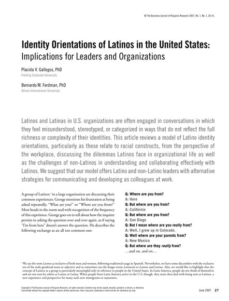 Pdf Identity Orientations Of Latinos In The United States