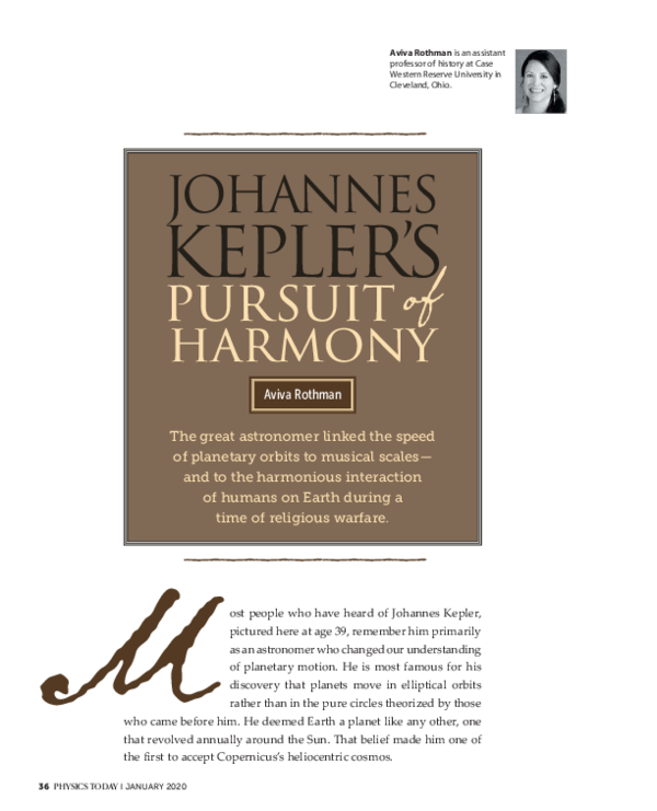 Pdf Johannes Kepler Amp 39 S Pursuit Of Harmony Aviva Rothman Academia Edu