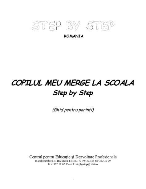 Pdf Step By Step Step By Step Romania Copilul Meu Merge La Scoala