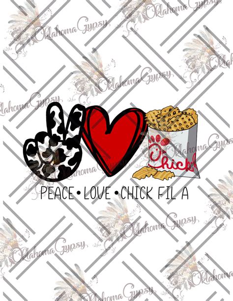 Peace Love Chick Fil A Inspired Digital File Oklahoma Gypsy Designs