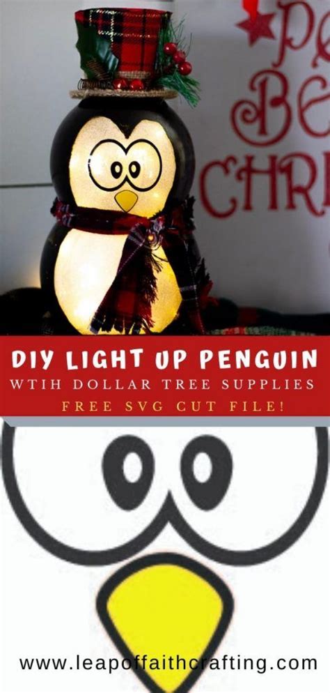 Penguin Christmas Decoration Dollar Tree Diy Light Up Penguin With Svg