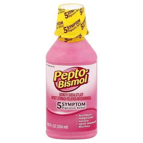 Pepto Bismol 5 Symptom Relief Nausea Heart Burn Indigestion