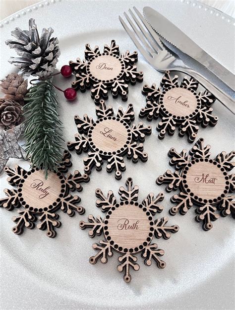 Personalised Snowflake Christmas Table Decorations Name Etsy