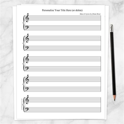 Personalized Blank Piano And Vocals Sheet Music Printable At