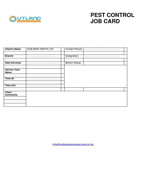 Pest Control Job Card 1 Pdf