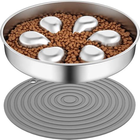 Pet Slow Feed Bowl Stainless Steel Slow Food Intake Bowl Durable Elevated Feeder For All Dog