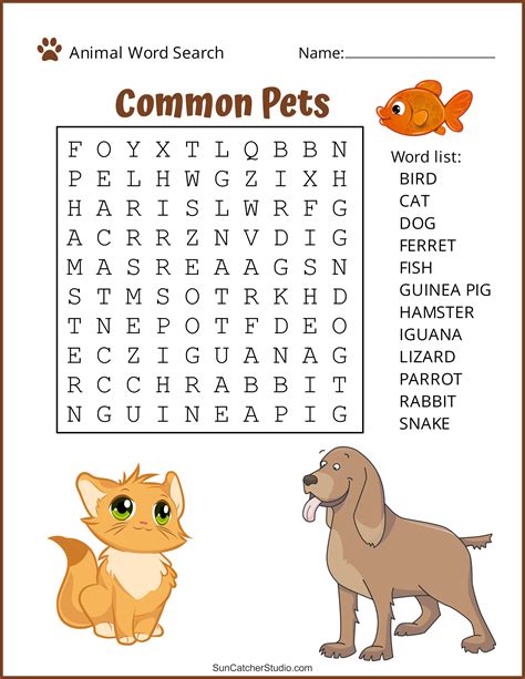 Pet Themed Free Printables Printable Word Searches