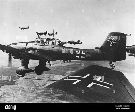 Photo Formation Of German Ju 87D Stuka Dive Bombers Over Russia