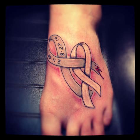 Pin By Mountainside Tattoo On Tattoos By Alex Ribbon Tattoos Cancer