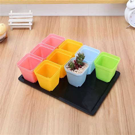 Plants Nursery Tray Long Rectangular Plastic Flower Pot Tray Multi