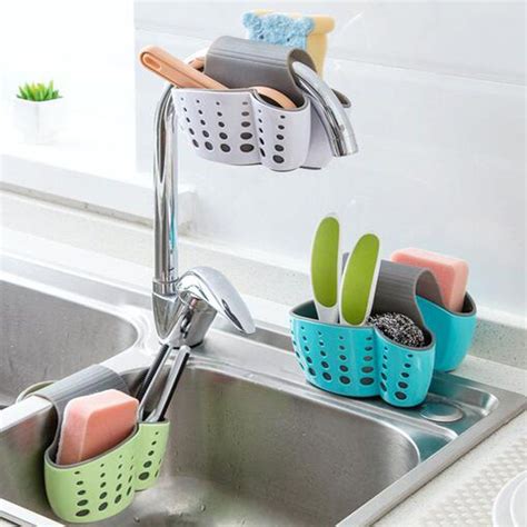 Plastic Kitchen Organization Sink Caddy Sponge Holder Saddle Bag