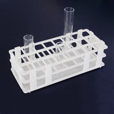 Plastic Test Tube Rack For 25Mm Tubes 24 Well White Detachable 24