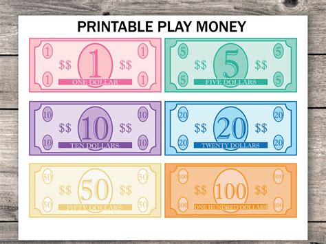 Printable Play Money for Kids Learning Fun