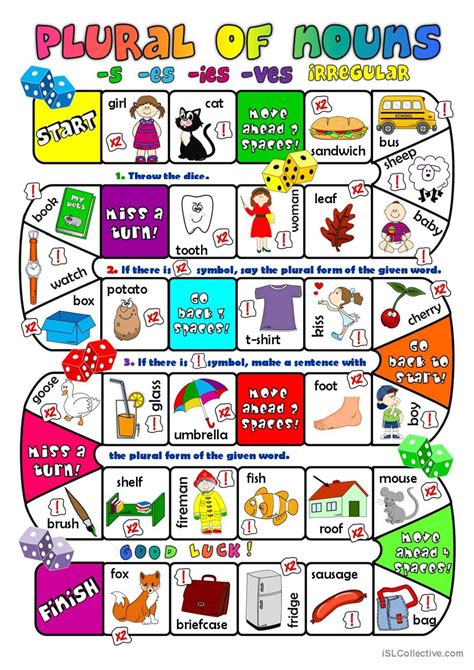 Plural Of Nouns Boardgame General English Esl Worksheets Pdf Amp Doc