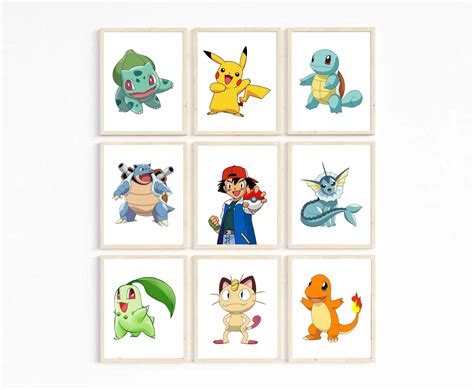 Pokemon Poster Print Pokemon Wall Art Pokemon Printable Poster Set