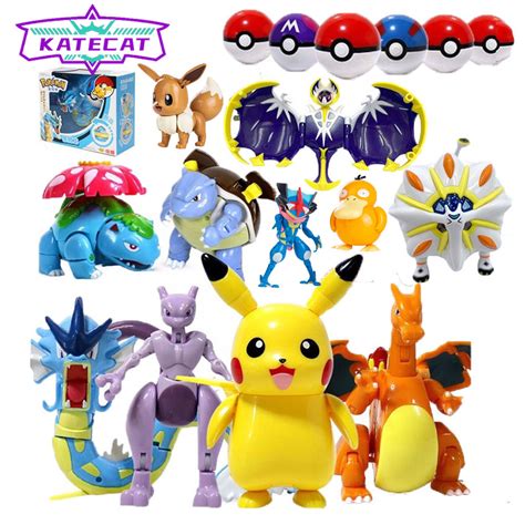 Pokemon Toys Set Action Figures Pikachu Charizard Mewtwo Eevee Kids