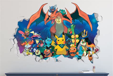 Pokemon Wall Decor 3D Wall Sticker Self Adhesive Kids Room Etsy Canada