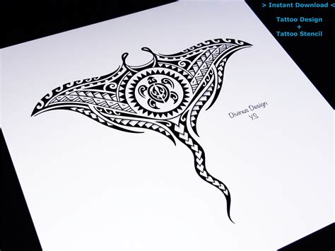 Polynesian Manta Ray Tattoo Design Siluet Tattoos Mandalas