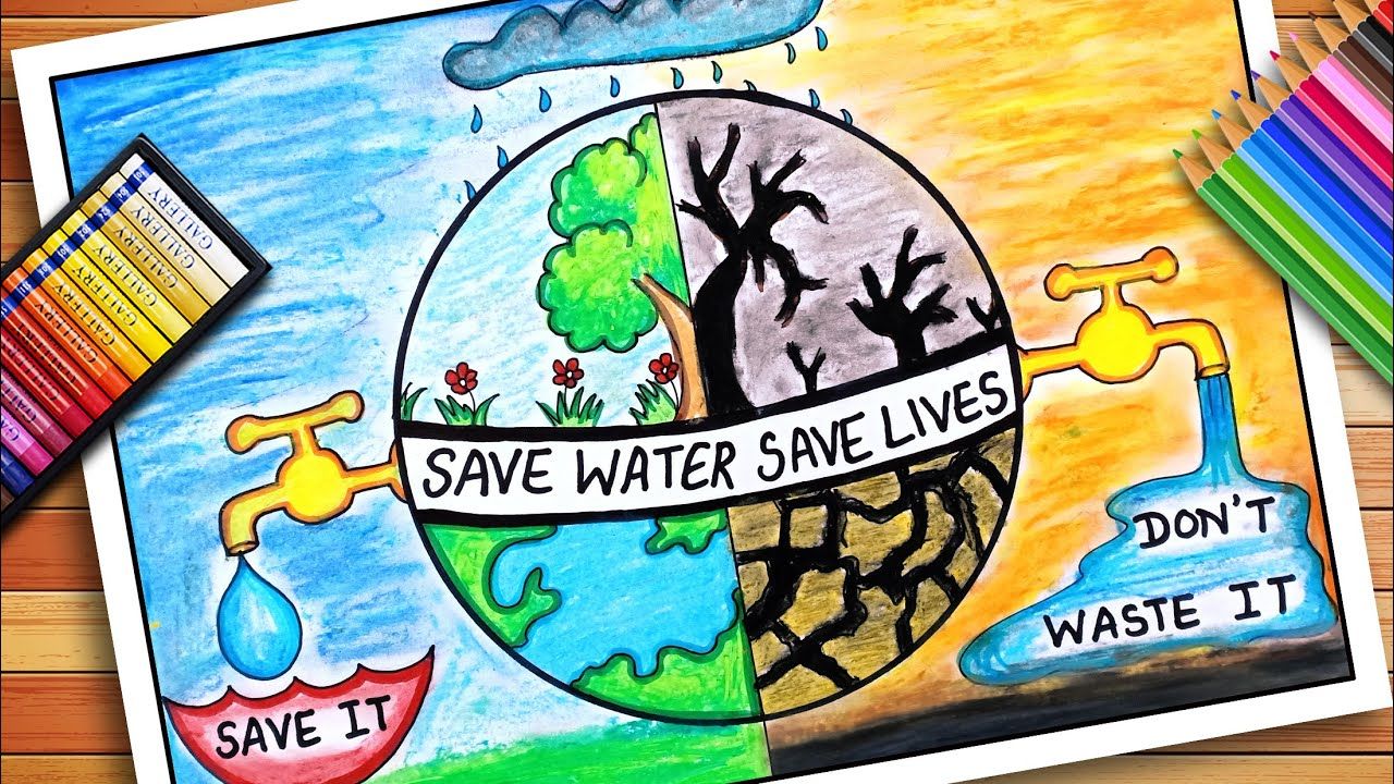 Poster With Slogan For Save Water Save Water Poster Drawing Earth Day Drawing Earth Drawings