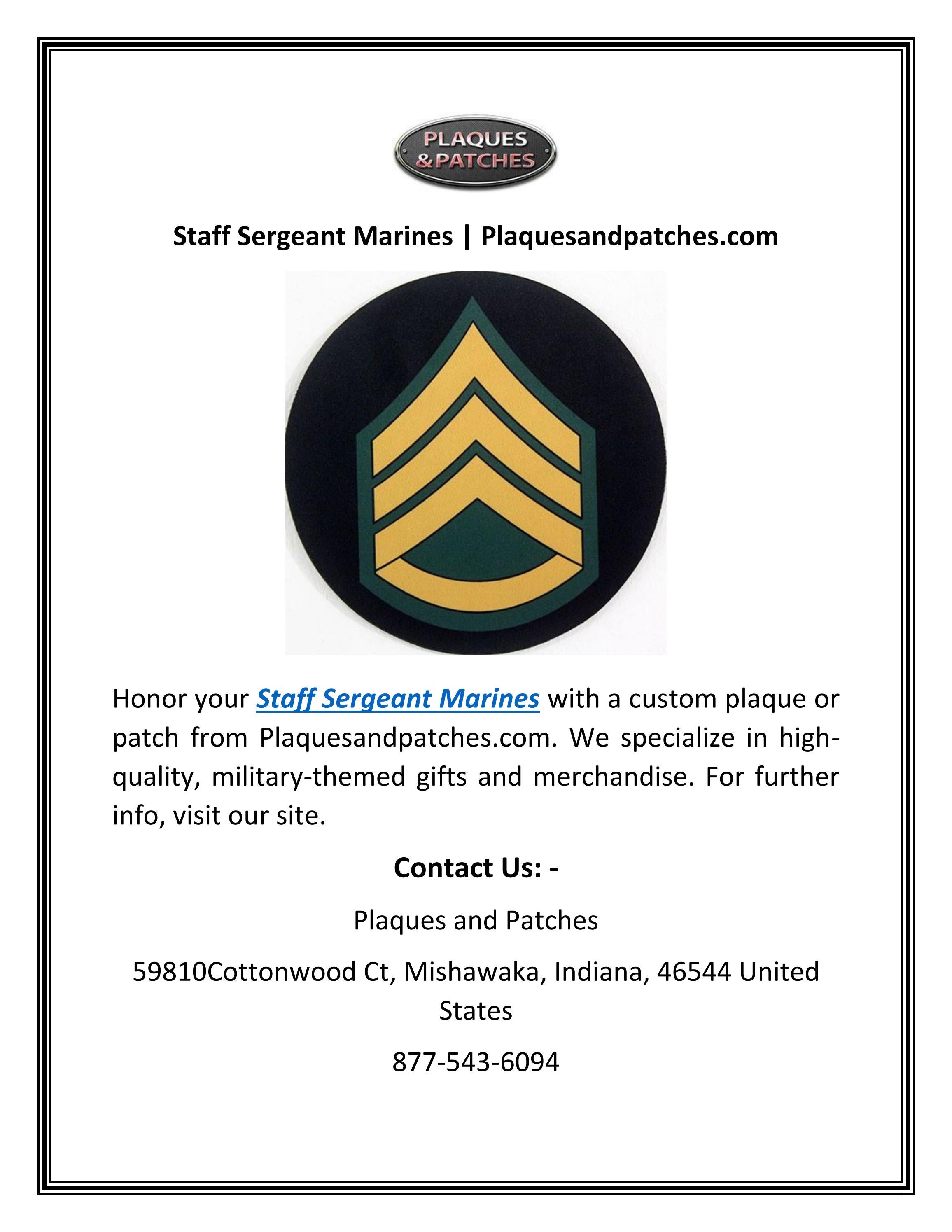 Ppt Staff Sergeant Marines Plaquesandpatches Com Powerpoint