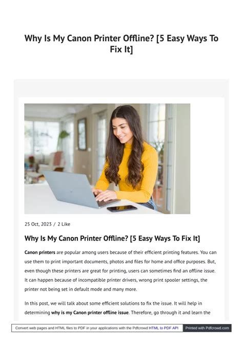 Ppt Why Is My Canon Printer Offline 5 Easy Ways To Fix It