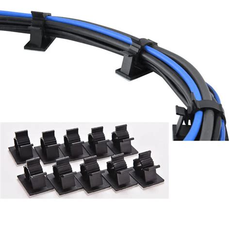 Practical Good Quality 10Pcs 13Mm Black Adhesive Cable Clamp Wire