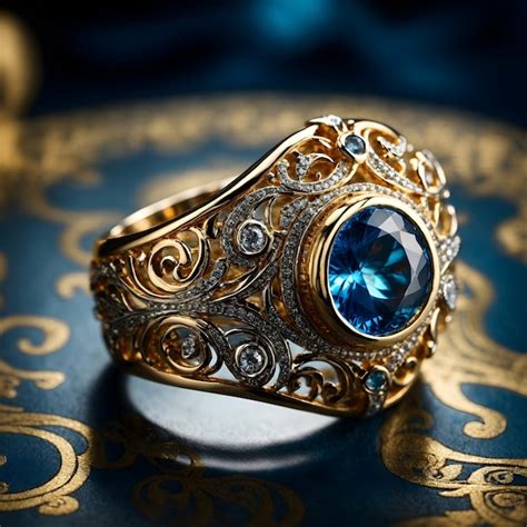 Premium Ai Image A Stunning Ring Design Adorned With A Bright Blue