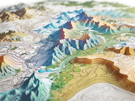 Premium Ai Image Exploring Earth Amp 39 S Features Terrain Map With Contours Trails Image Grid And