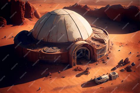 Premium Photo Illustration Of A Mars Outpost Colony Modern Future