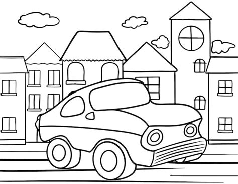 Premium Vector Car Coloring Page For Kids Line Art Vector Blank