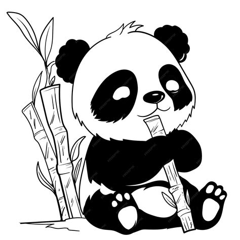 Premium Vector Cute Baby Panda Outline Page Of Coloring Book For