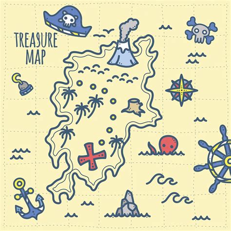 Premium Vector Cute Pirate Treasure And Adventure Map For Kids