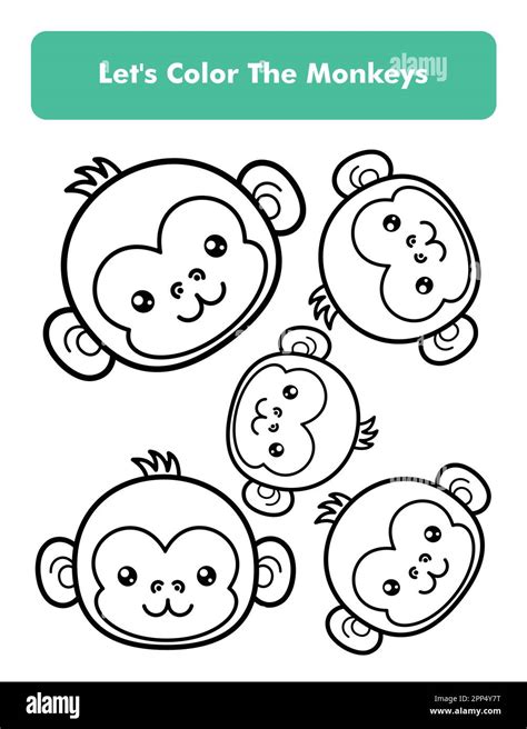 Premium Vector Monkey Coloring Page For Kids