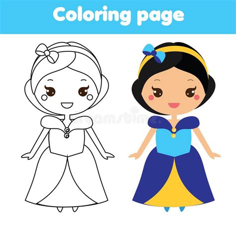 Princess Coloring Page Educational Activity For Children Stock Vector Illustration Of Blank Cartoon 115041993