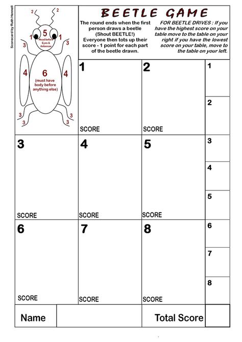 Printable Beetle Game Card A Scorecard For Beetle Click H Flickr